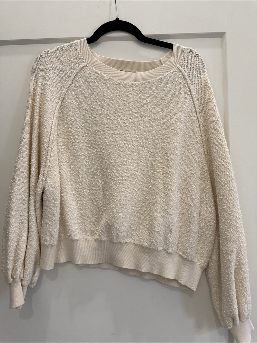 We The Free Cream Textured Scoop-Neck Pullover